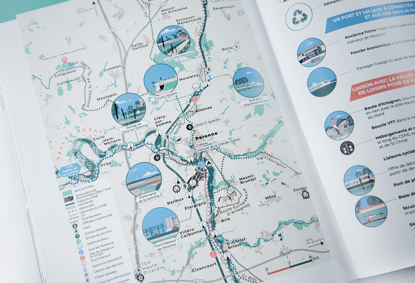 Illustrated map of the Canal Seine-Nord Europe by Atelier Cartographik