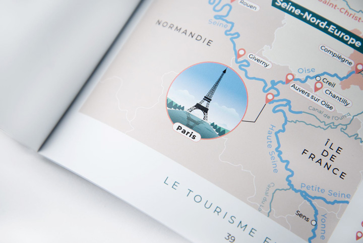 Illustrated map of the Canal Seine-Nord Europe by Atelier Cartographik